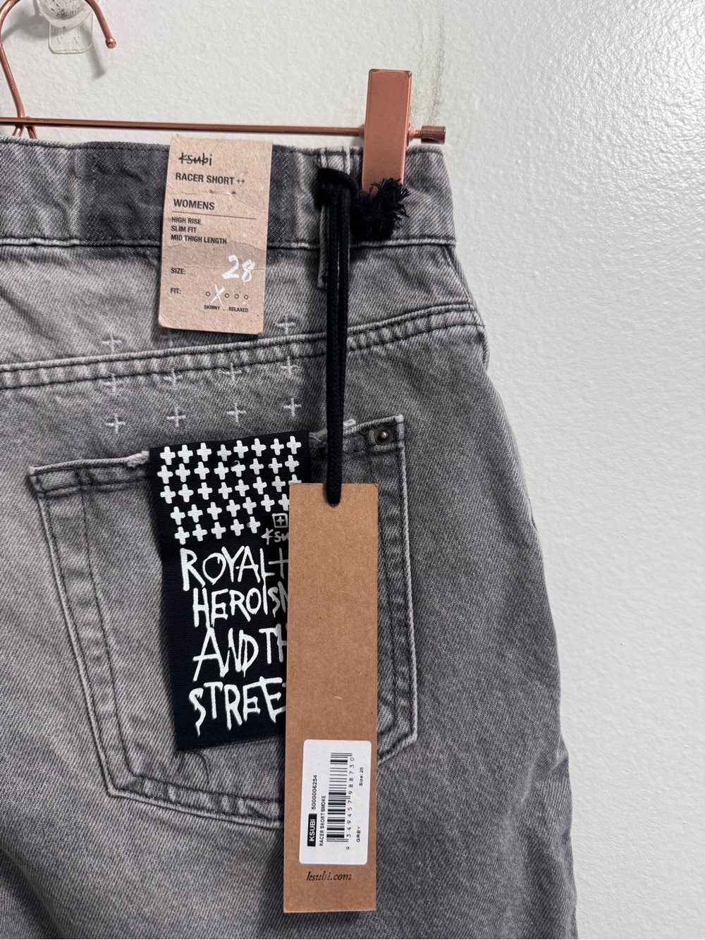 Ksubi Racer Short High Rise Slim Fit Mid Thigh Fit Smoke Grey Size 28 - Picture 11 of 16